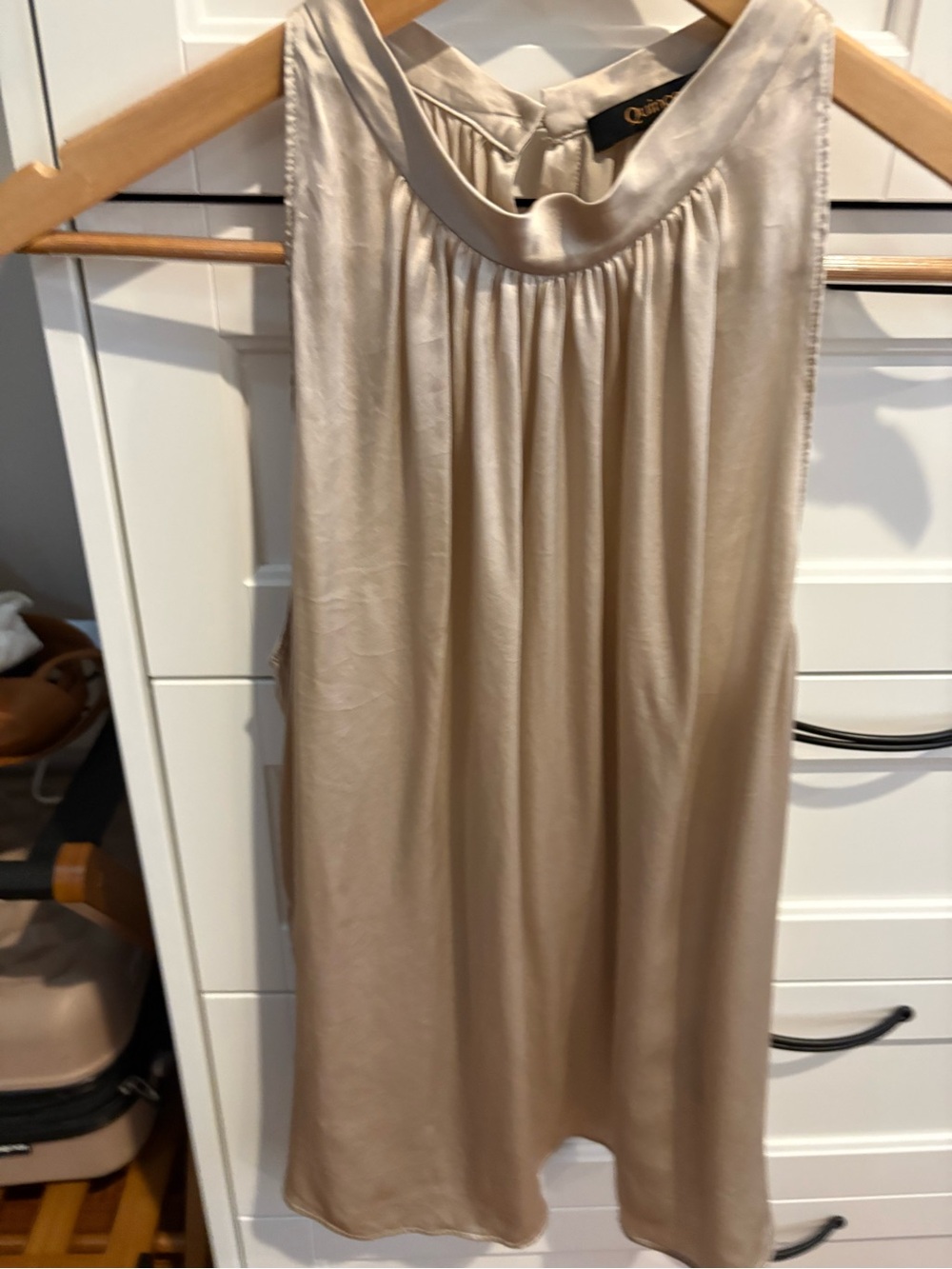 Quince washable Silk Halter Top in Champagne Soft Pink/Ivory Size Large - Picture 5 of 12